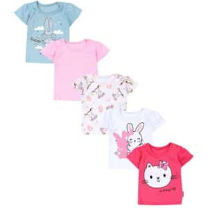 TupTam Baby Mädchen Kurzarm T-Shirt 5er Set rosa/grün