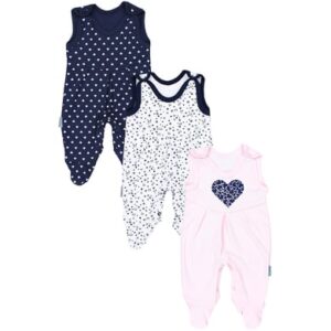 TupTam Baby Mädchen Strampler mit Fuß 3er Pack rosa/blau