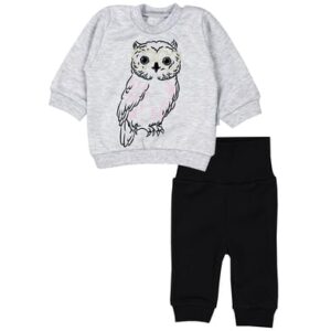 TupTam Baby Mädchen Langarmshirt Babyhose Outfit 2teilig grau/schwarz