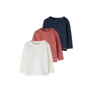 s.Oliver Langarmshirt 3er Pack weiß/rot/blau